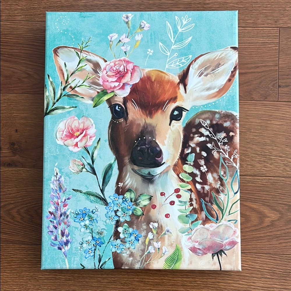 Floral Deer Canvas Art